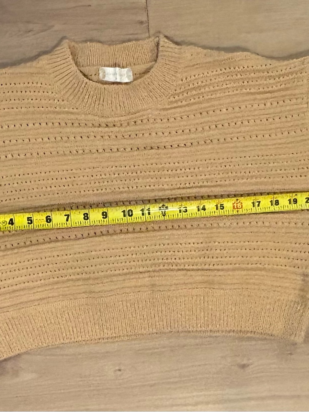 Altar’d State Sweater Womens S Camel Open Knit Cropped Boxy Crewneck - Picture 6 of 7